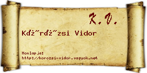 Körözsi Vidor névjegykártya